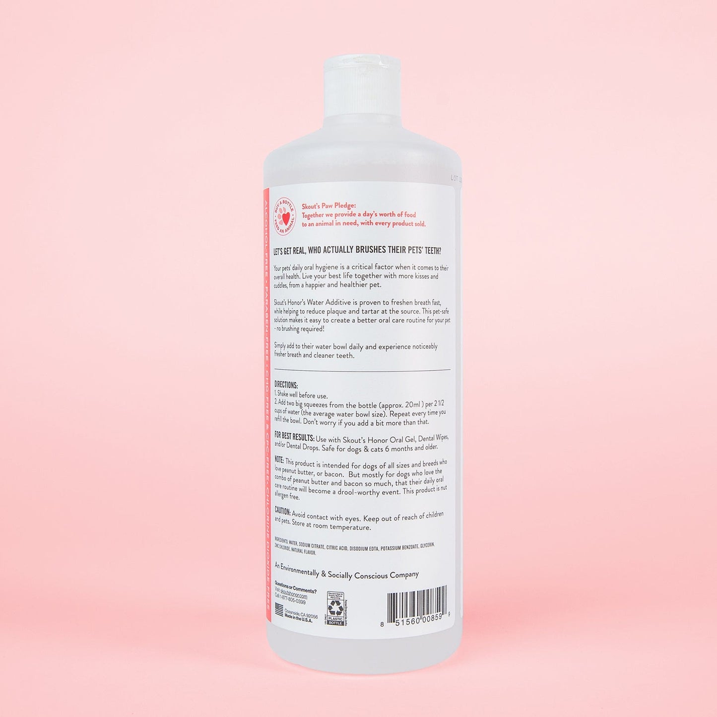 Skout's Honor Oral Care Peanut Butter and Bacon Flavored Water Additive for Dogs and Cats