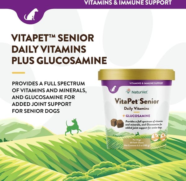 NaturVet VitaPet Senior Daily Vitamins Plus Glucosamine Soft Chew for Dogs