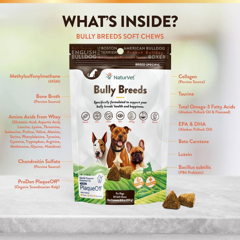 NaturVet Breed Specific Bully Breeds Soft Chews for Dogs