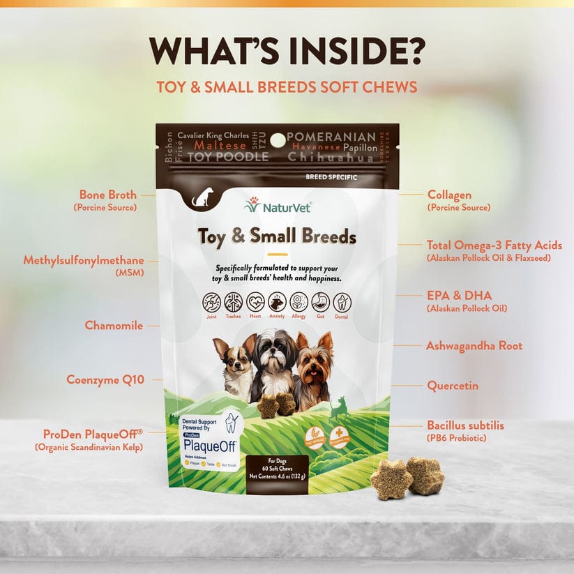 NaturVet Breed Specific Toy & Small Breeds Soft Chews for Dogs