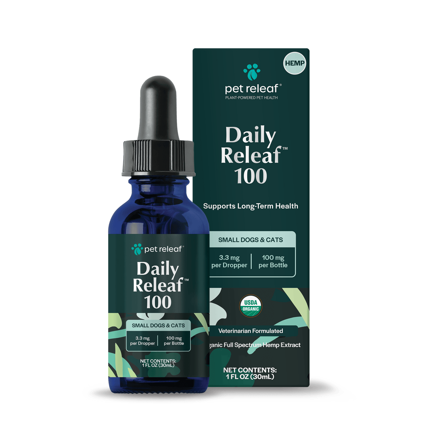 Pet Releaf Daily Releaf 100mg Hemp Oil for Small Dogs and Cats