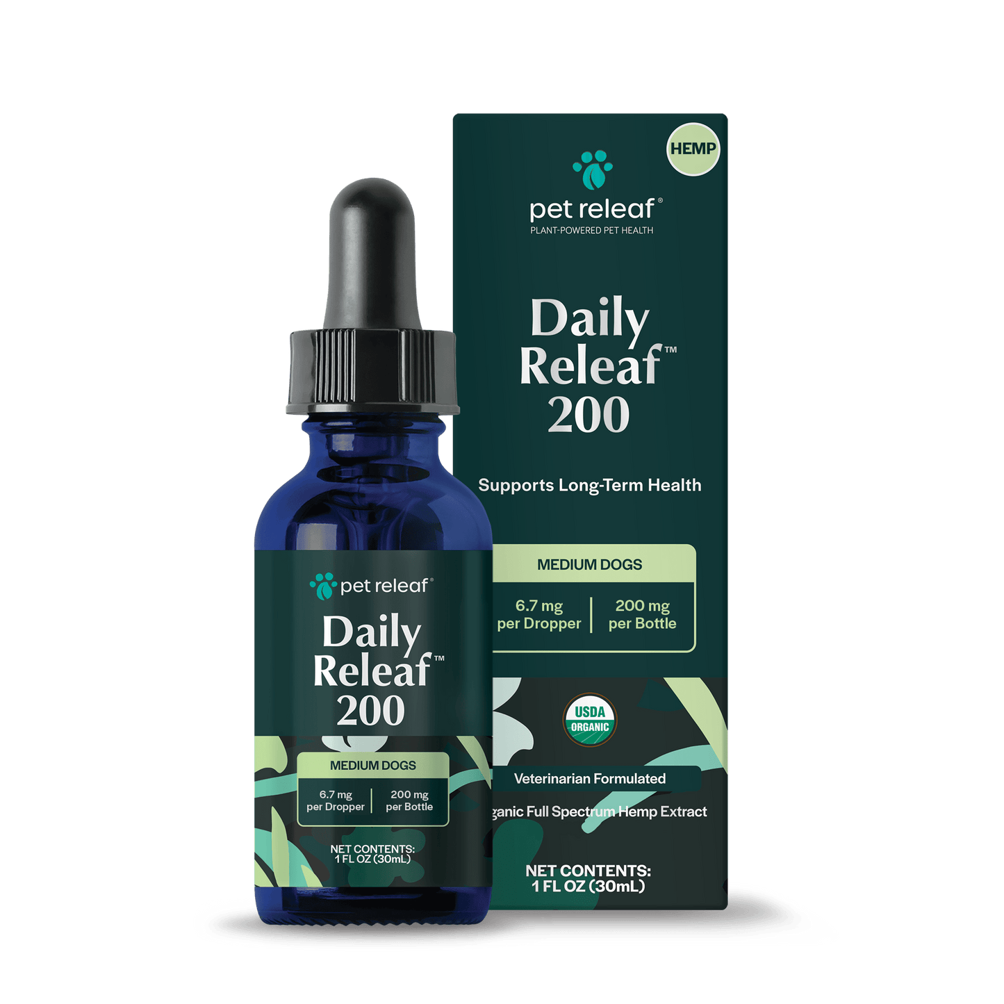 Pet Releaf Daily Releaf 200mg Hemp Oil for Medium Dogs