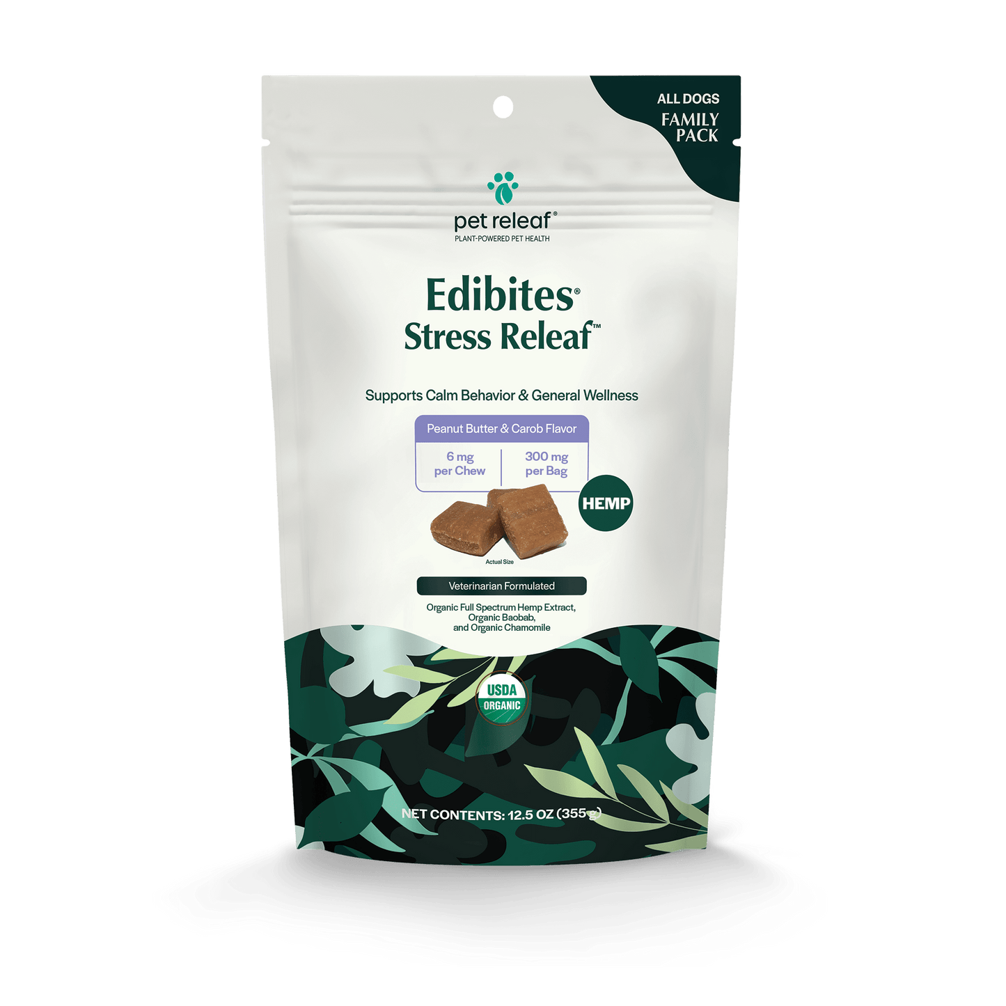 Pet Releaf Stress Releaf Family Size Edibites Peanut Butter & Carob Flavor for Dogs