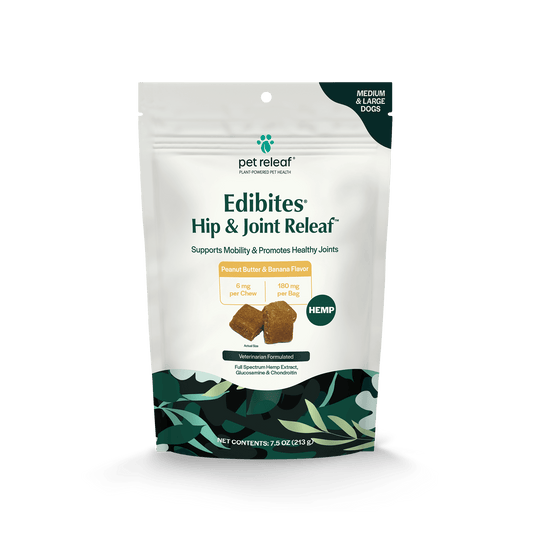 Pet Releaf Hip & Joint Releaf Edibites for Medium & Large Dogs Peanut Butter & Banana Flavor