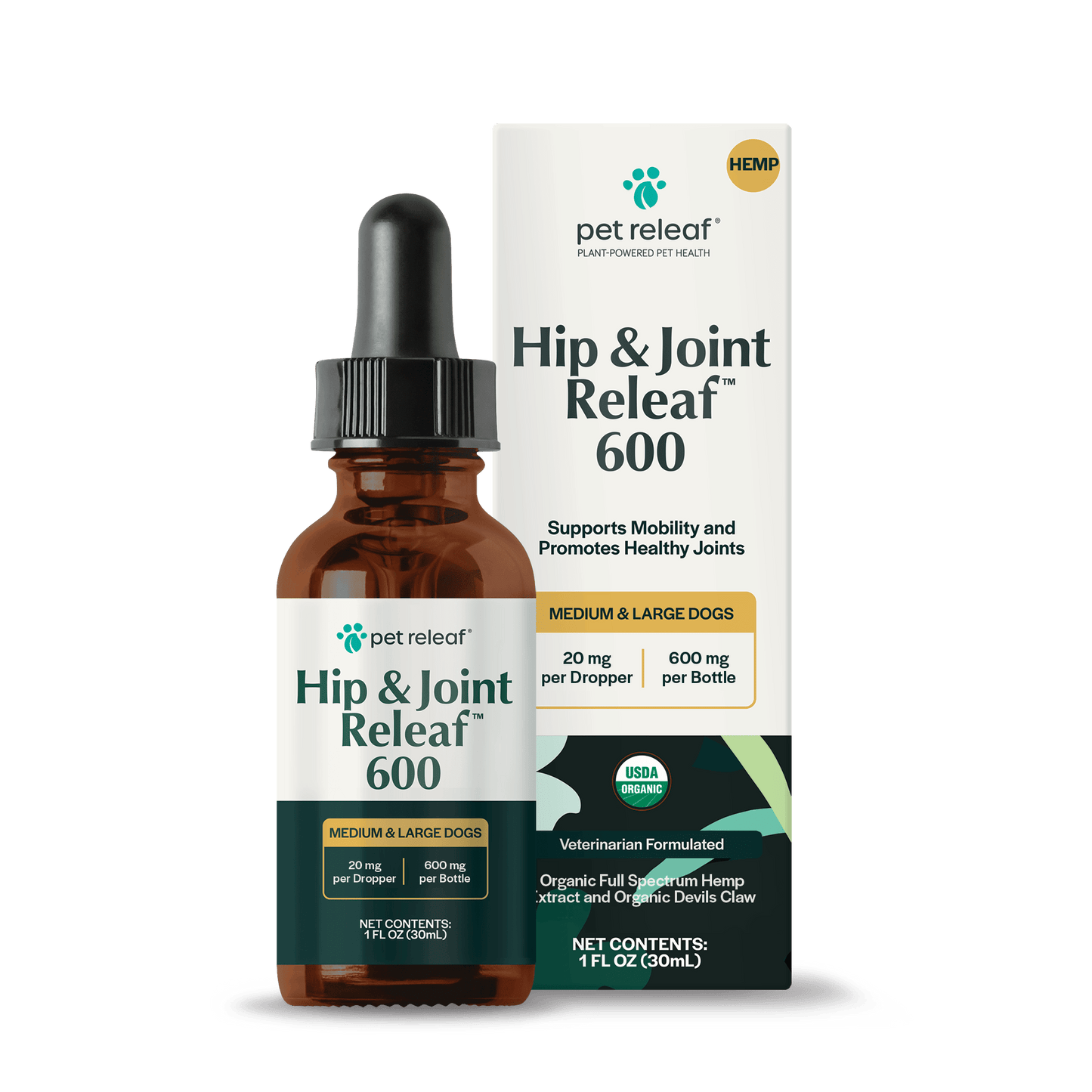 Pet Releaf Hip & Joint Releaf 600mg Hemp Oil for Dogs